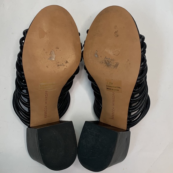 Rebecca Minkoff Black Calanthe Strappy Knot Chunky Slide Sandals S-050 size 7.5 - Picture 12 of 13